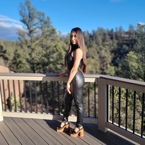 Black pleather bodysuit/jumpsuit